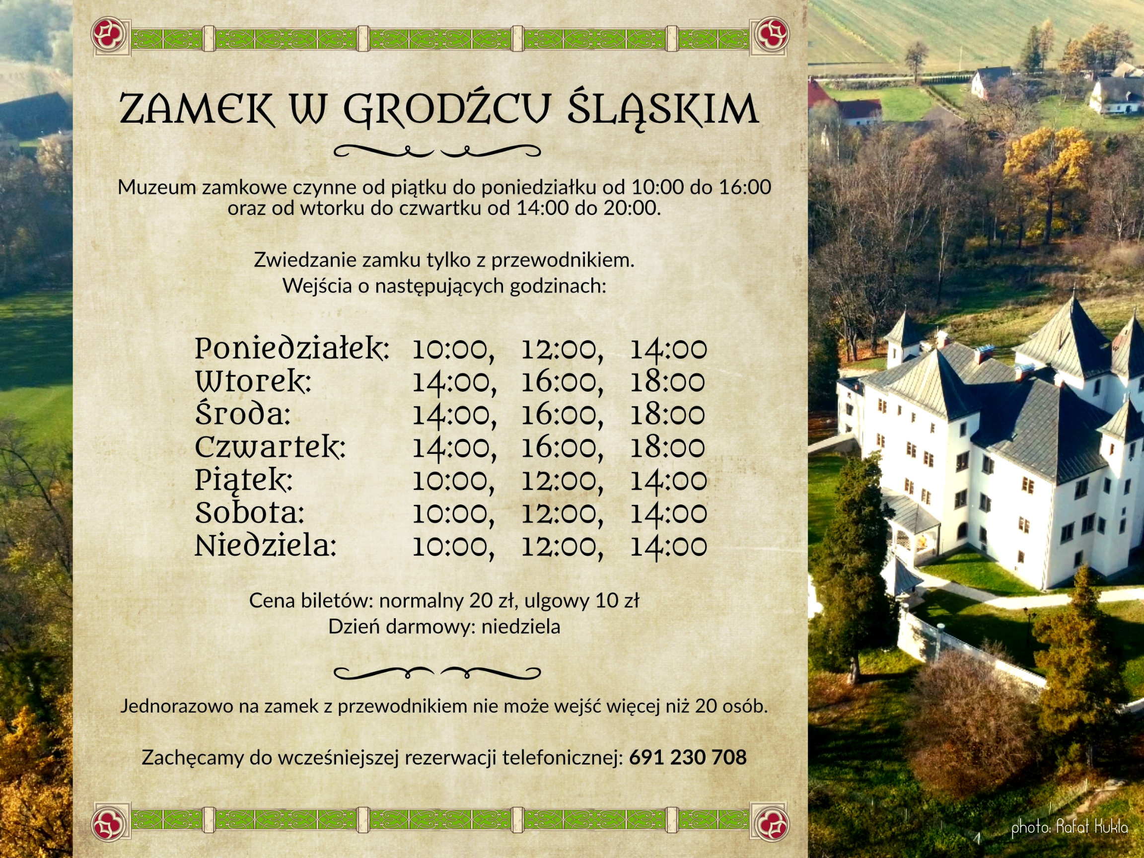 Plakat informacyjny - Muzeum Zamkowe w Grodźcu Śląskim