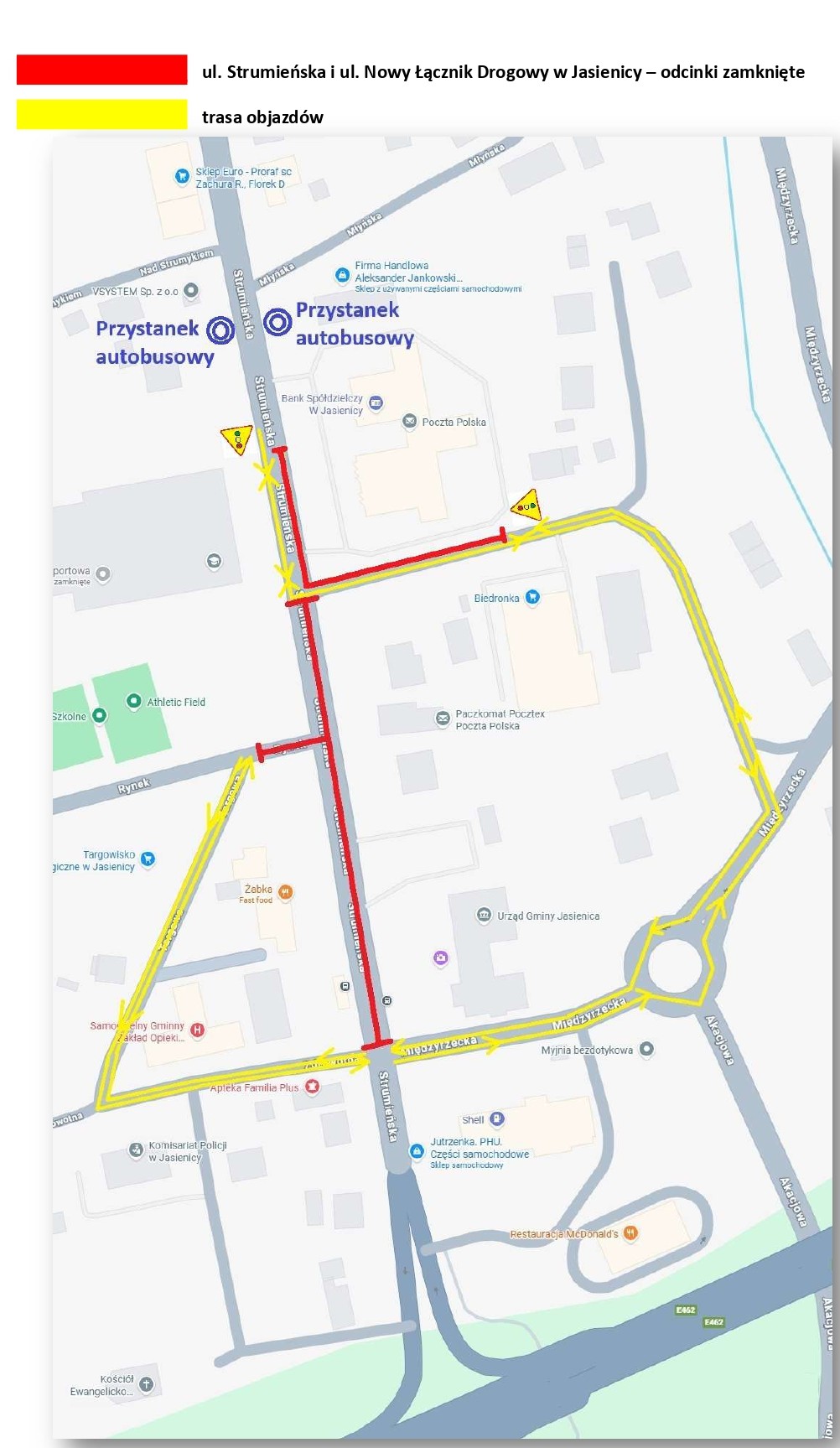 Mapa robót drogowych.